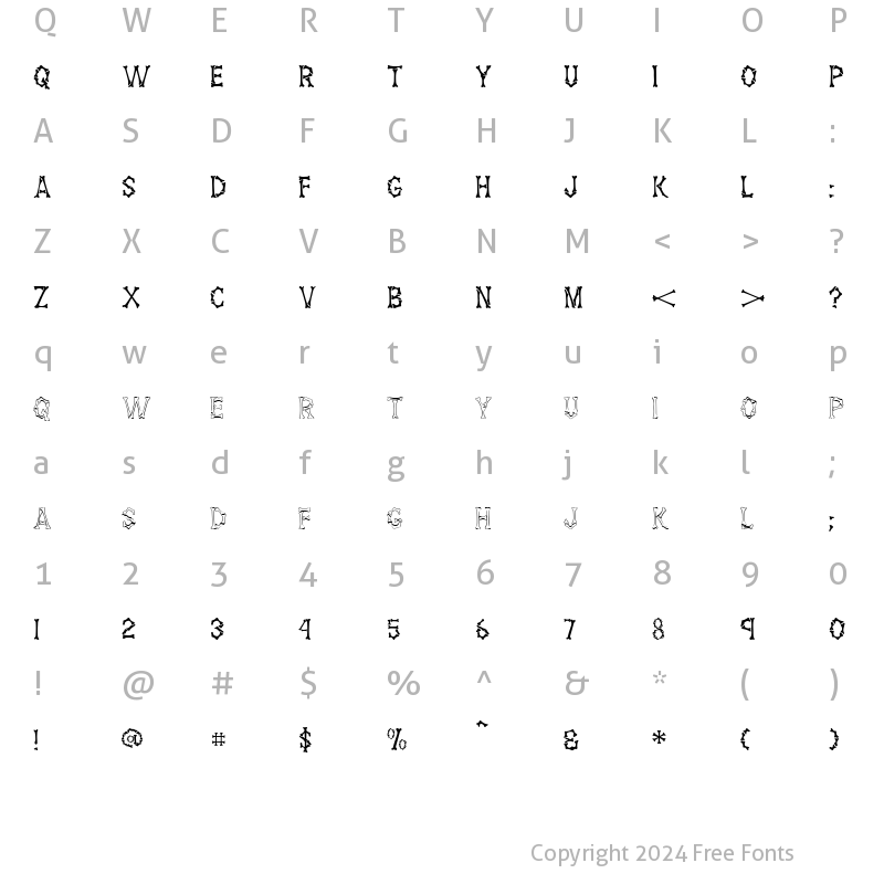 Character Map of DemBones Regular