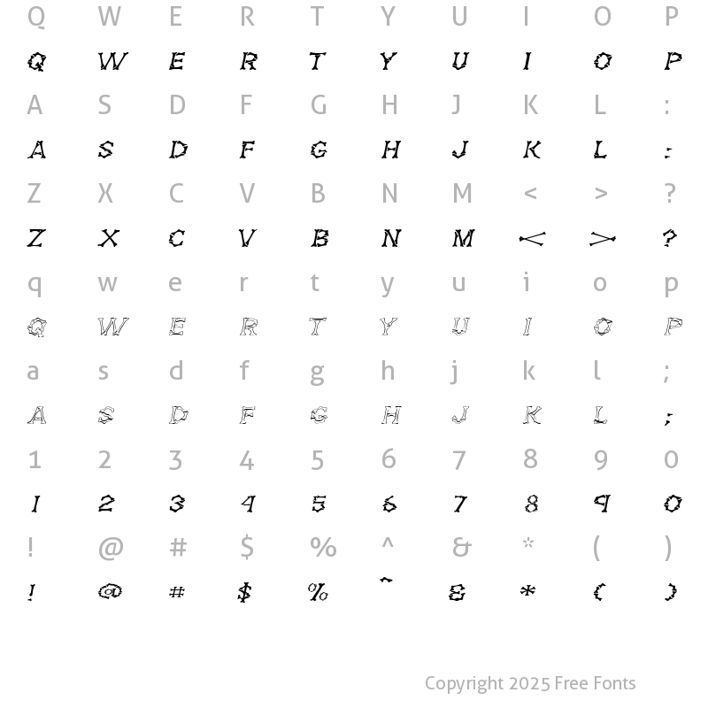 Character Map of DemBonesExtended Italic
