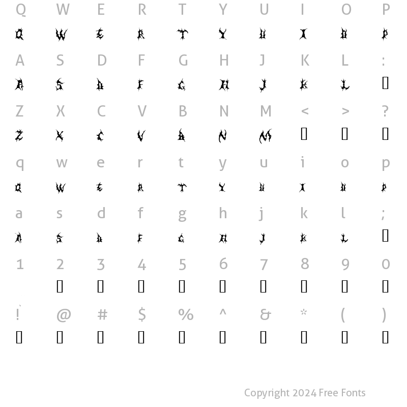 Character Map of Dementia Demo Regular