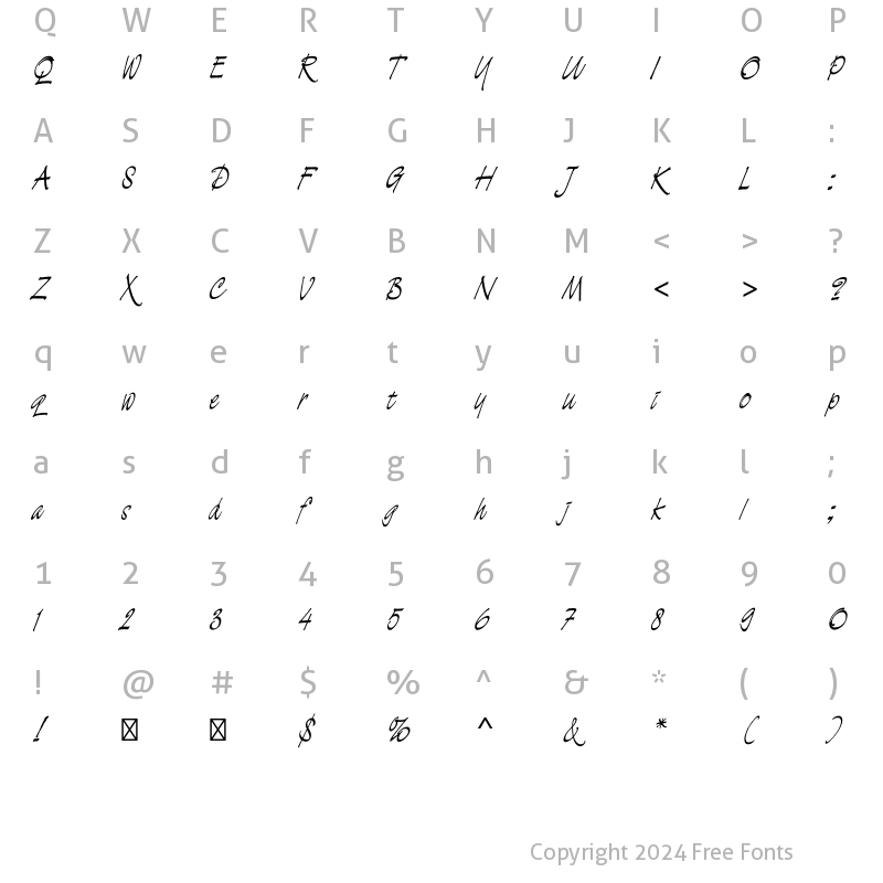 Character Map of Demian Std Regular