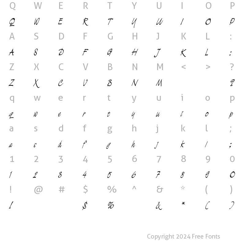 Character Map of DemianEF Regular