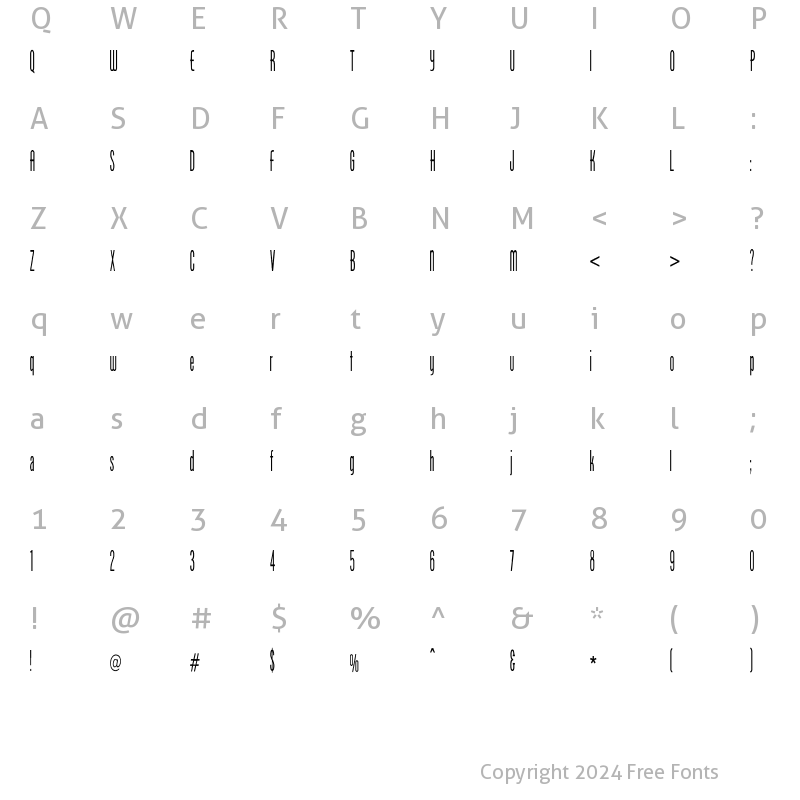 Character Map of Demilo Regular