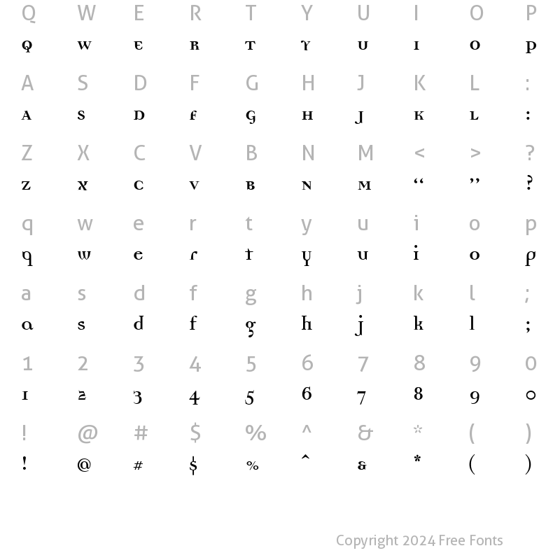 Character Map of Democratica Bold Bold