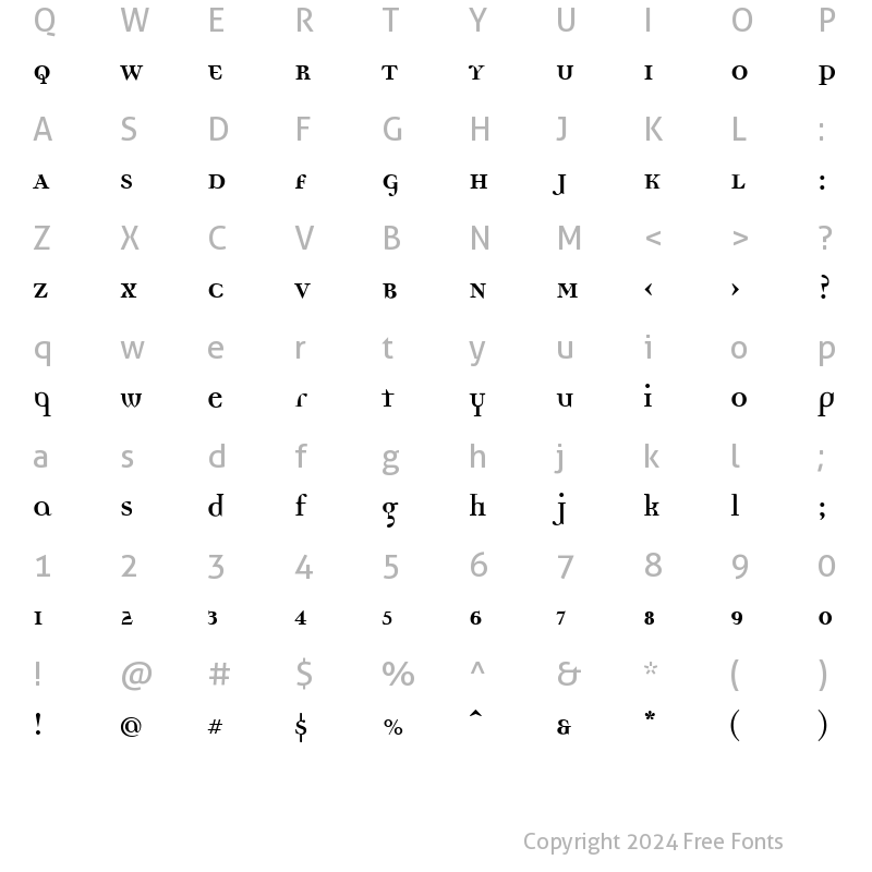 Character Map of DemocraticaBoldLining Bold