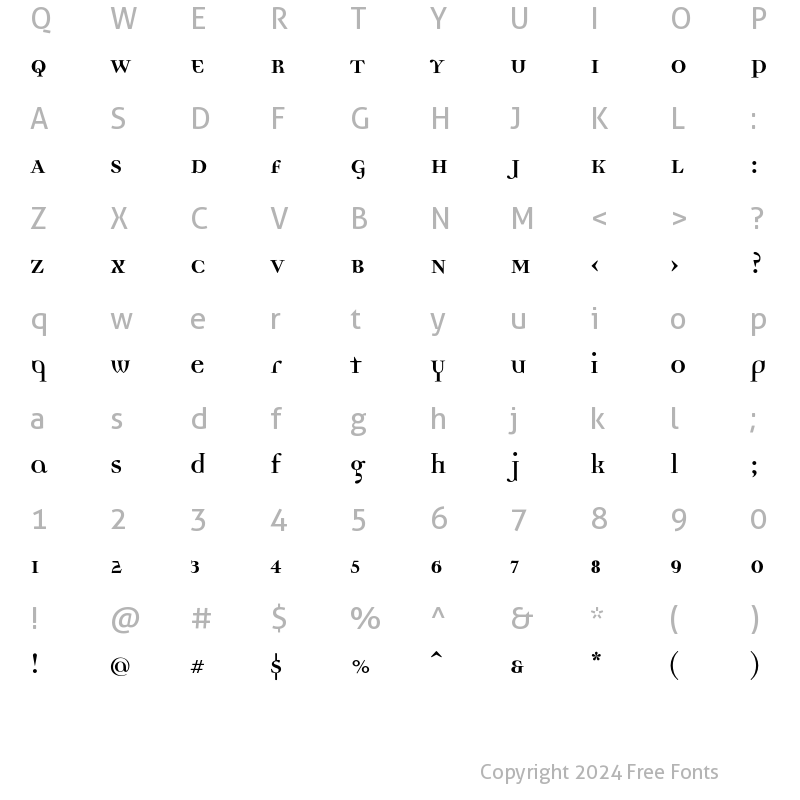 Character Map of DemocraticaBoldLining Regular