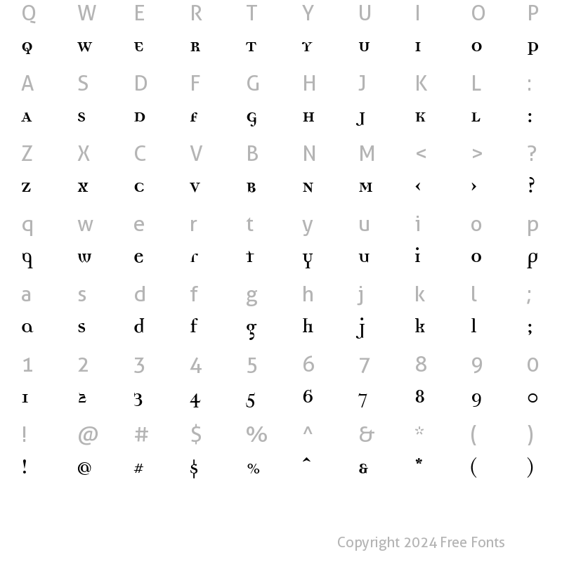 Character Map of DemocraticaBoldOldstyle Bold