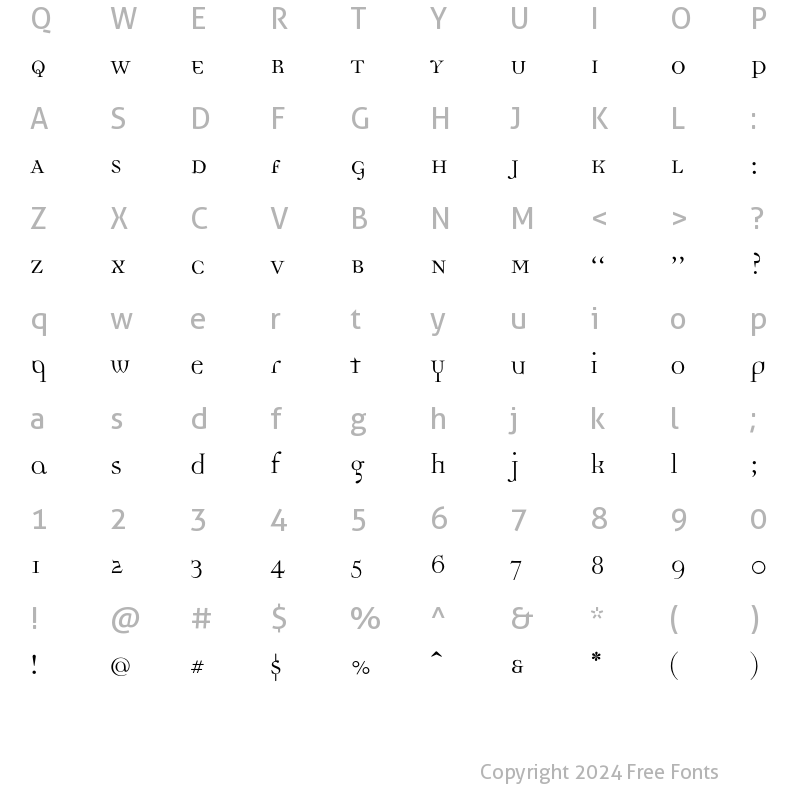 Character Map of DemocraticaRegular Regular