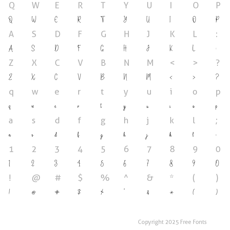 Character Map of Demon Hunther - Personal Use Regular