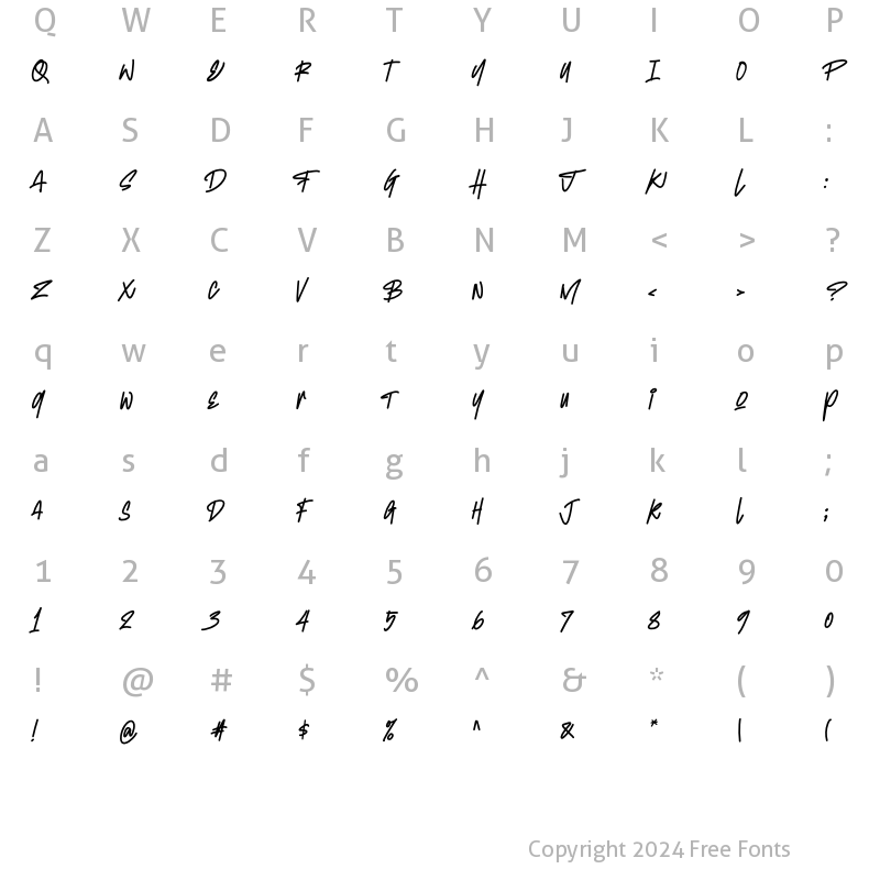 Character Map of Demon Say Hi Regular