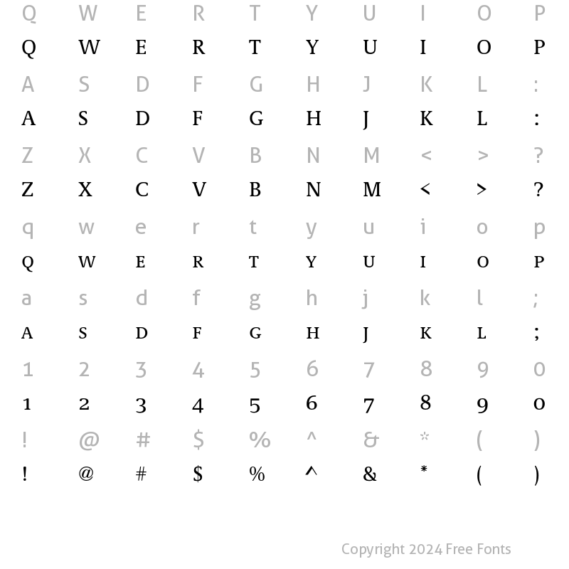 Character Map of DemosEF SC Medium