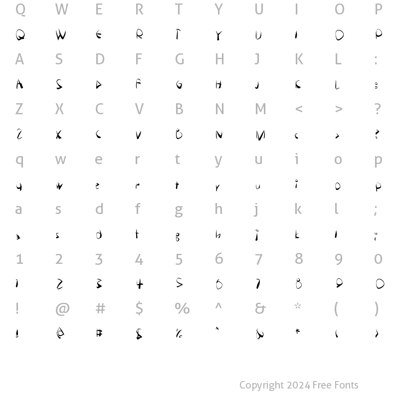 Character Map of DemotteWarp Regular