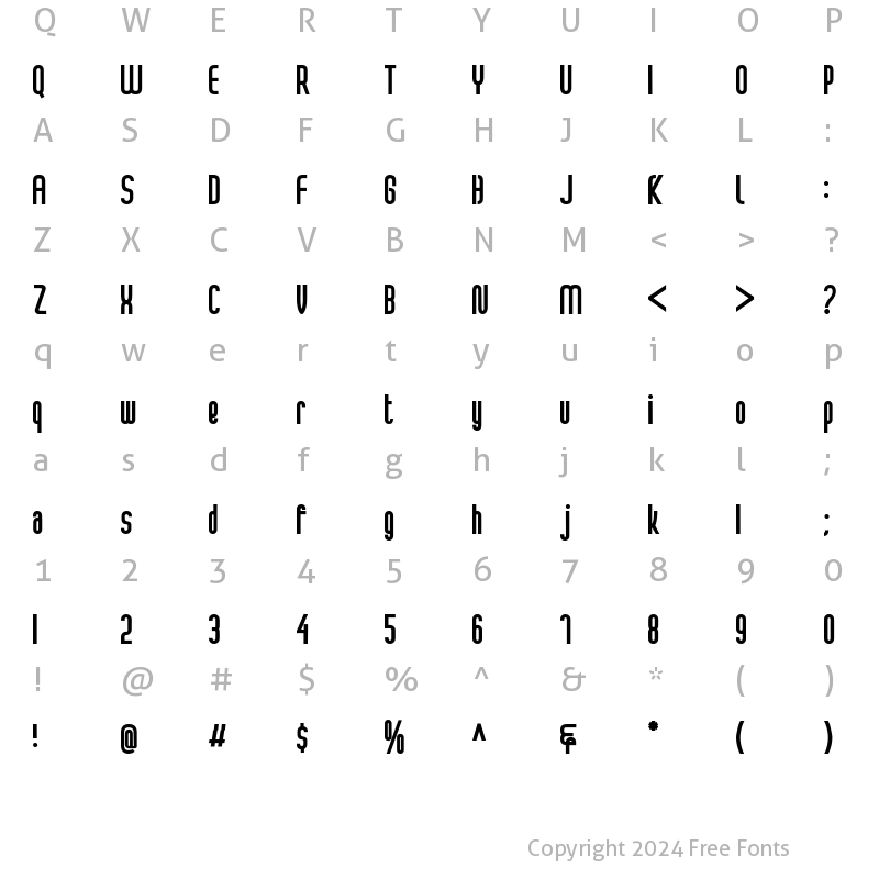 Character Map of Denier Display