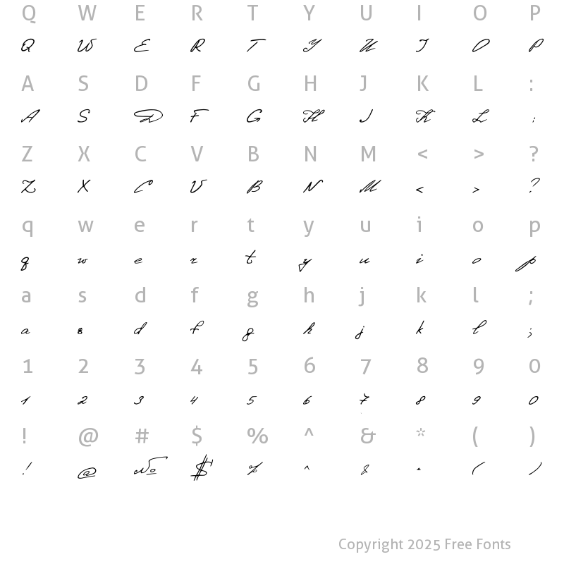 Character Map of Denistina Regular