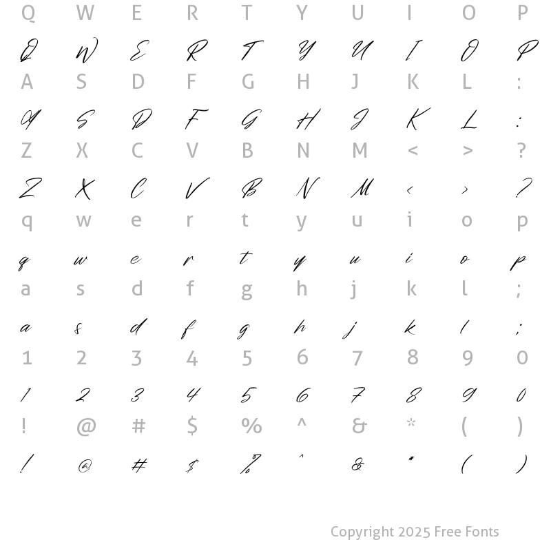 Character Map of Denjuroo kanthe Italic
