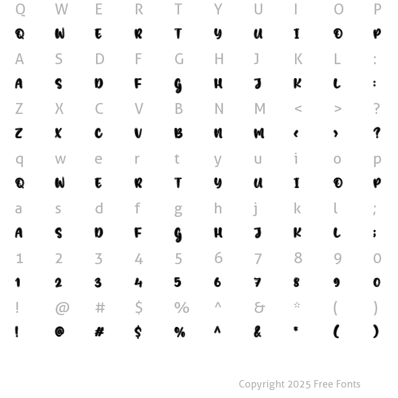 Character Map of Denlope Sweety Regular
