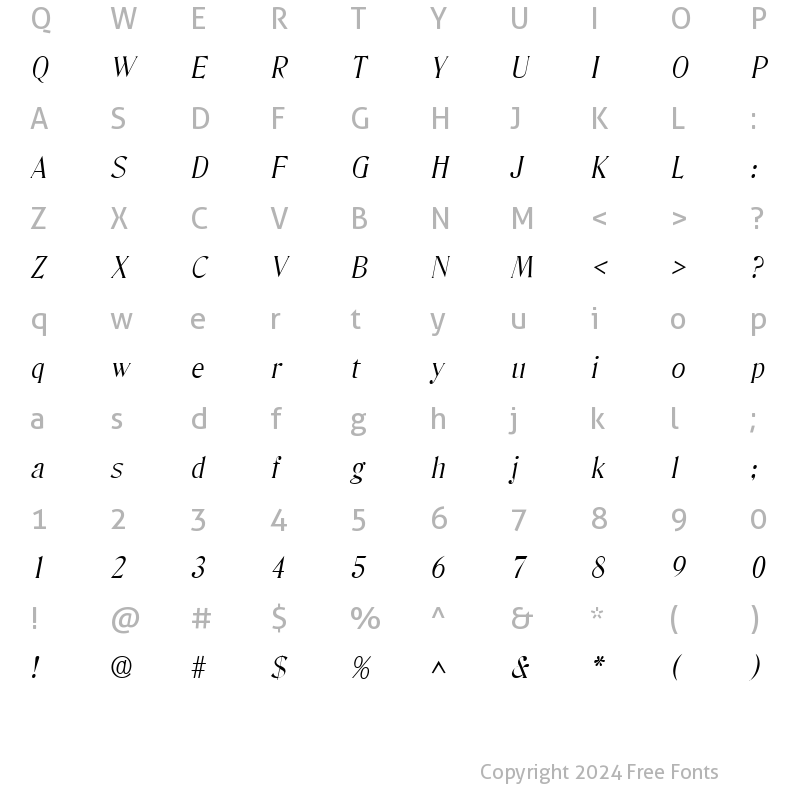 Character Map of DenverLH Italic