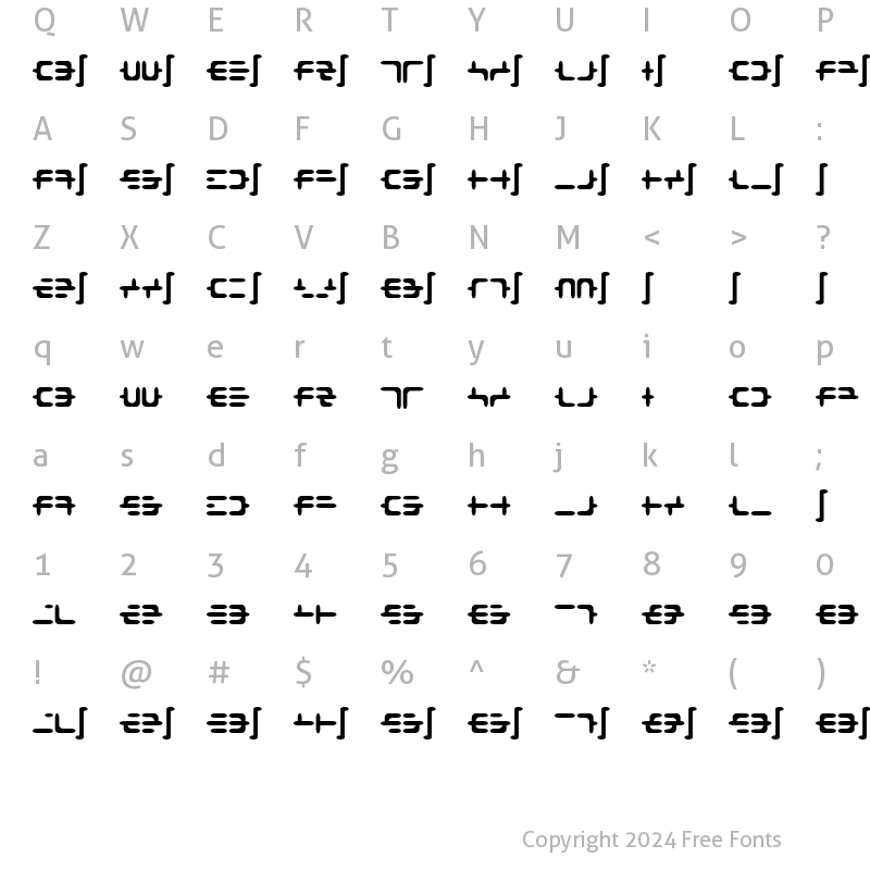 Character Map of DEOXY Regular