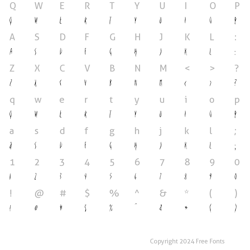 Character Map of Deportees Regular