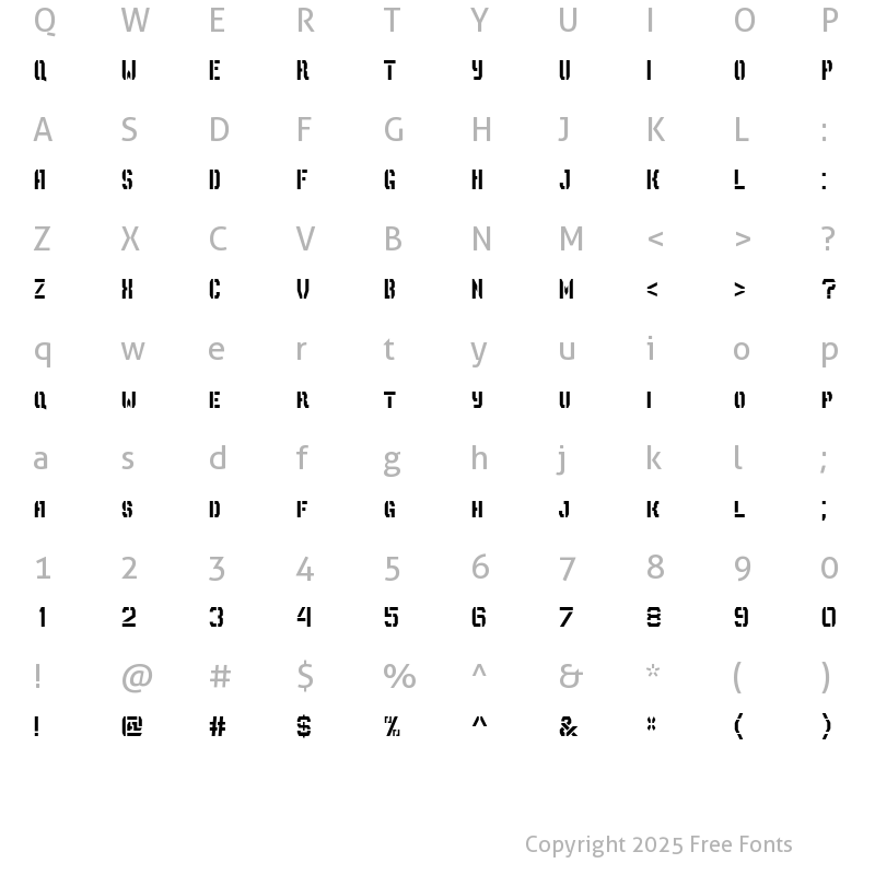 Character Map of Depot Trapharet 2D Regular