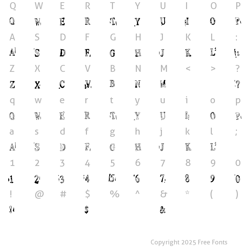 Character Map of Depressionist v1.0 Regular