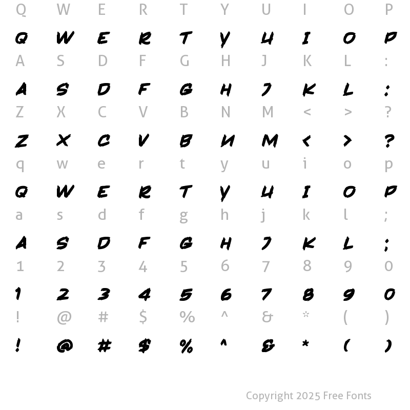 Character Map of Derick Skone Regular