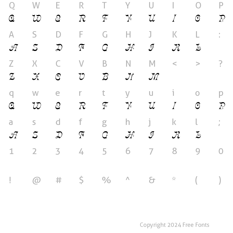 Character Map of Derniere Regular