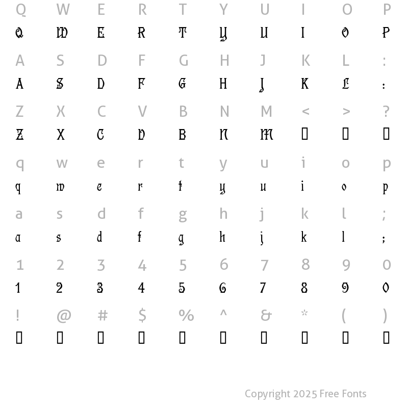 Character Map of Descant Regular