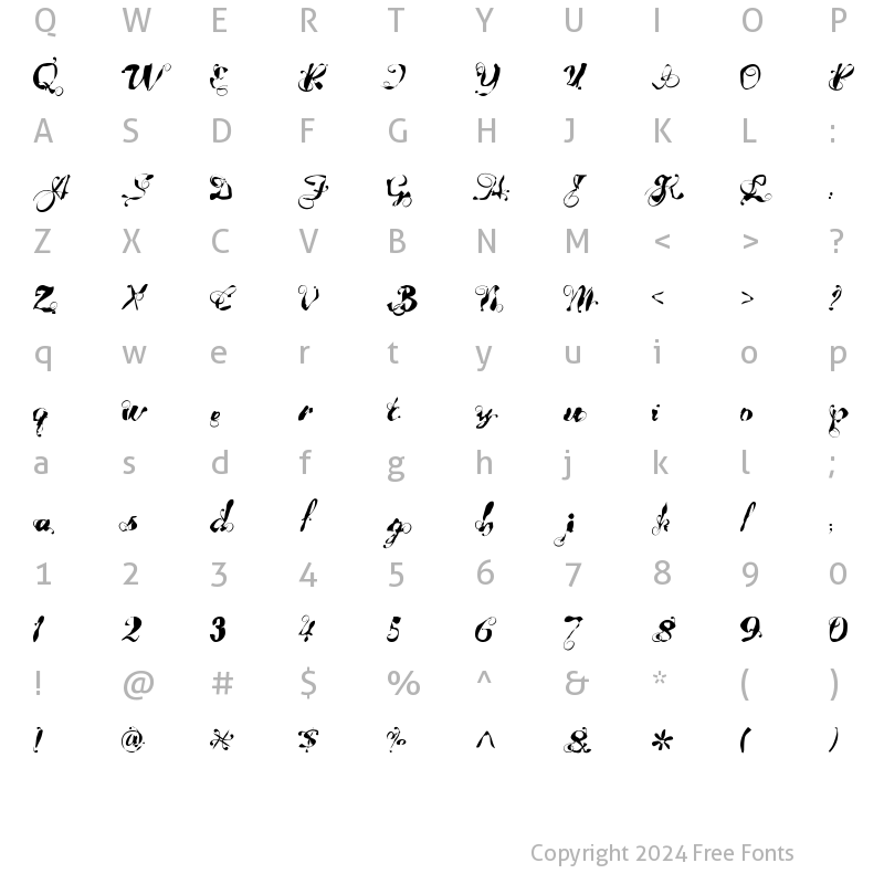 Character Map of DeScripto Regular