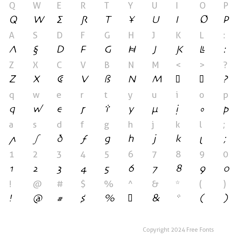 Character Map of DesertCrypt Oblique