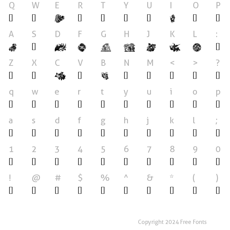 Character Map of Design1 Regular