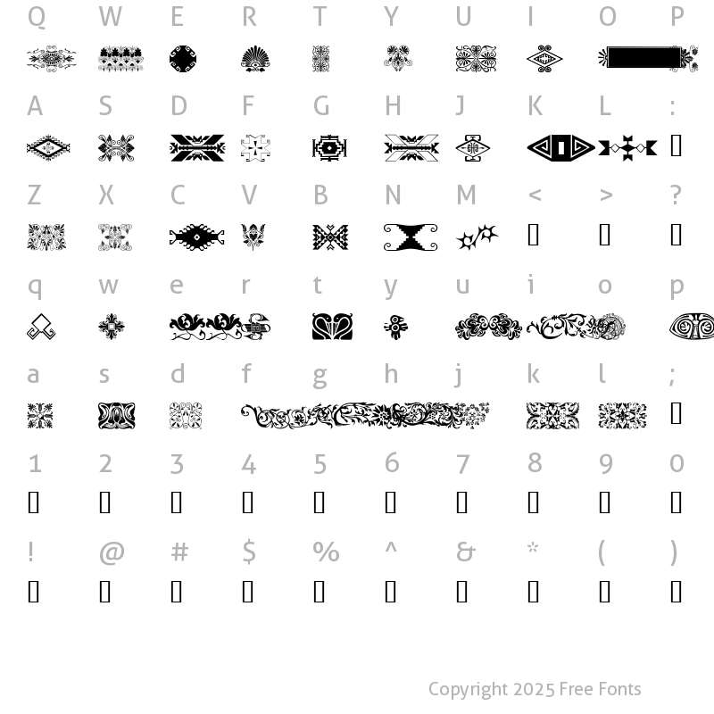 Character Map of Designs Galore 4