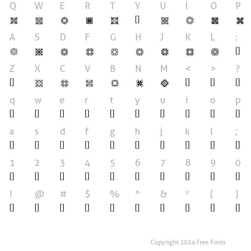 Character Map of Designs1 Regular