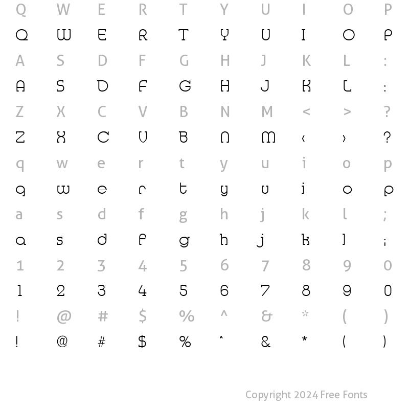 Character Map of DesireeBecker-ExtraLight Regular