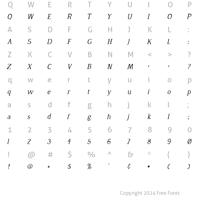 Character Map of Desmond Medium Italic