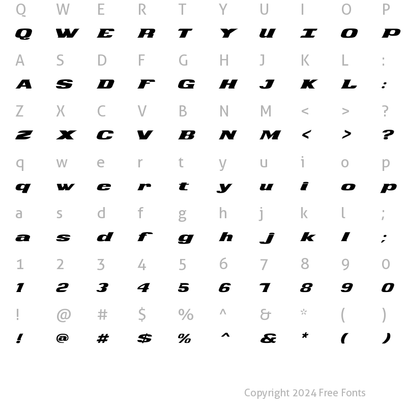 Character Map of Desperado Regular