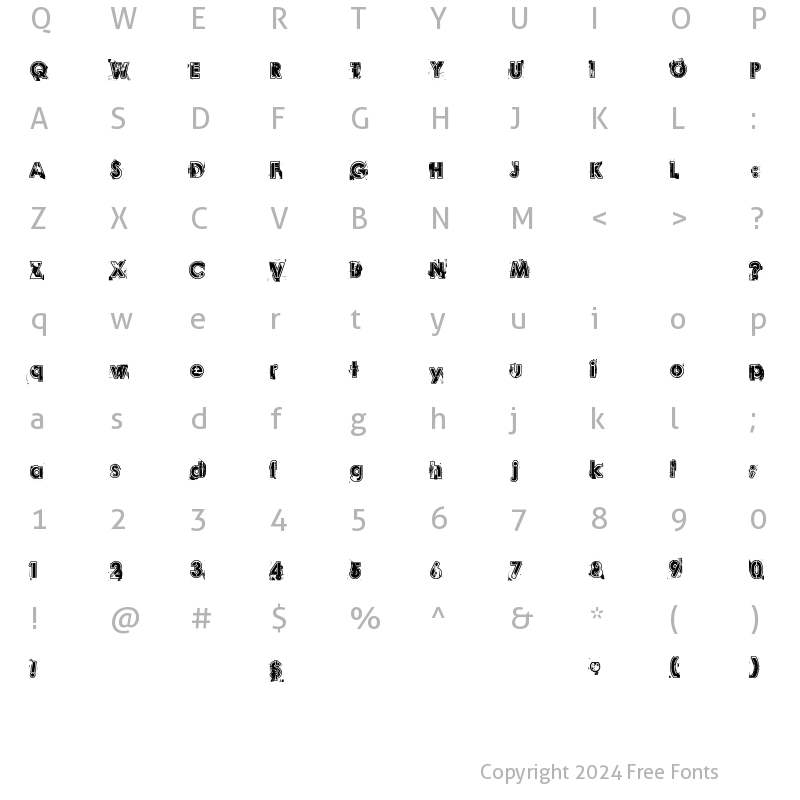 Character Map of Desperado! Regular