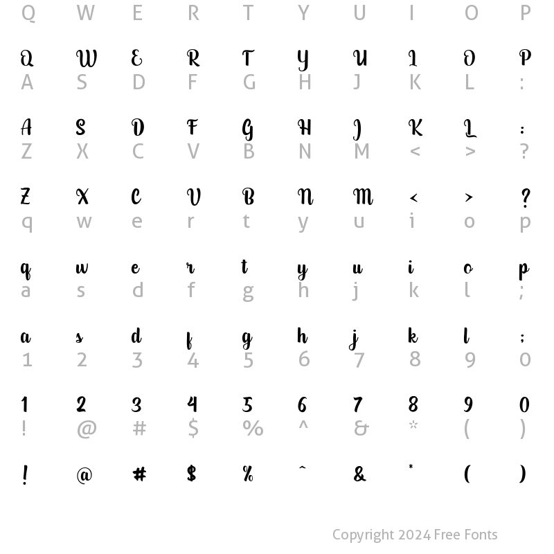 Character Map of Destacy Regular