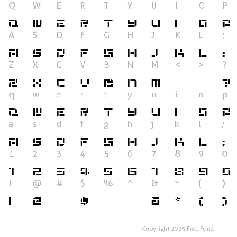 Character Map of DeStencilNF Regular
