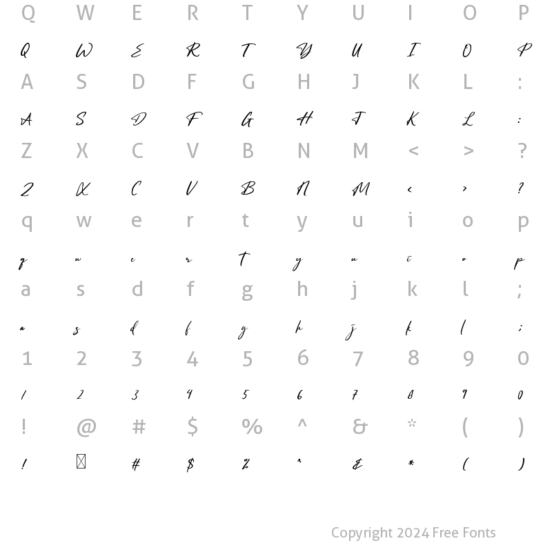 Character Map of Destind Regular