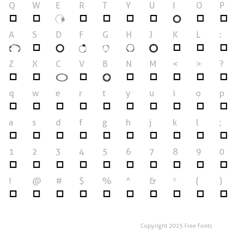 Character Map of Destinys Border Dings Regular