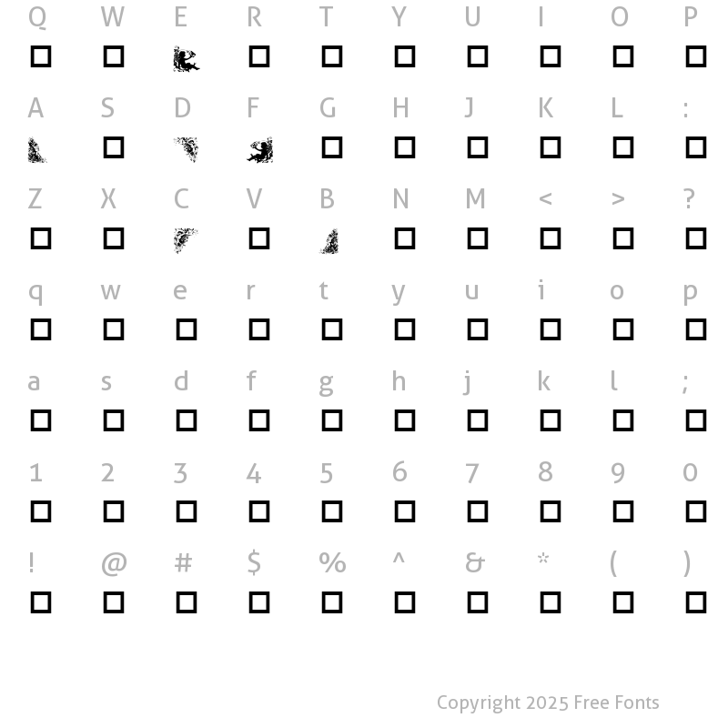 Character Map of Destiny's Cherubs Ding Regular