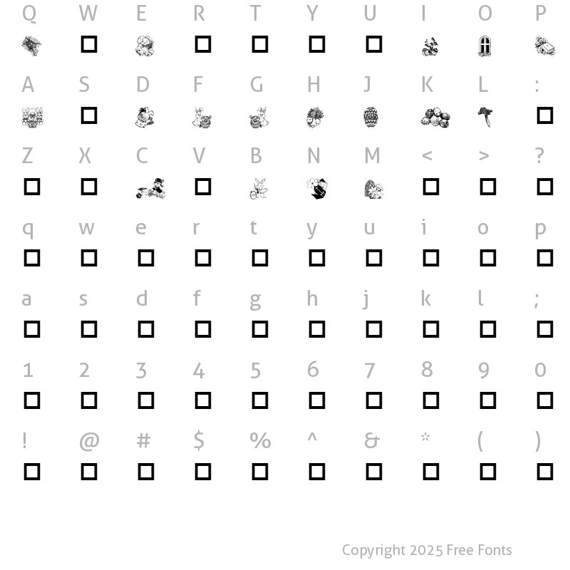 Character Map of Destiny's Easter Dings Regular