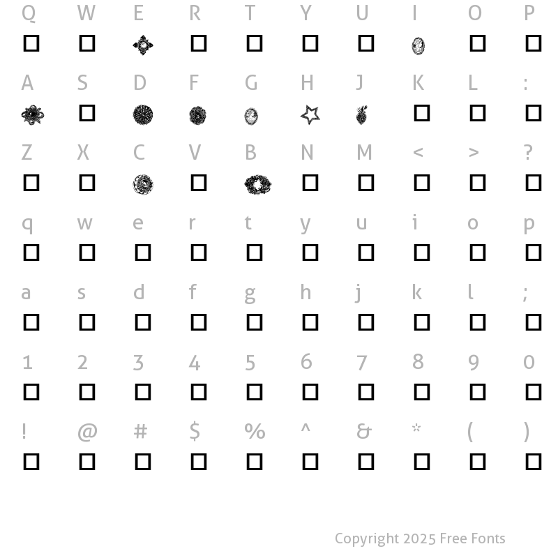 Character Map of Destiny's Fancy's Regular