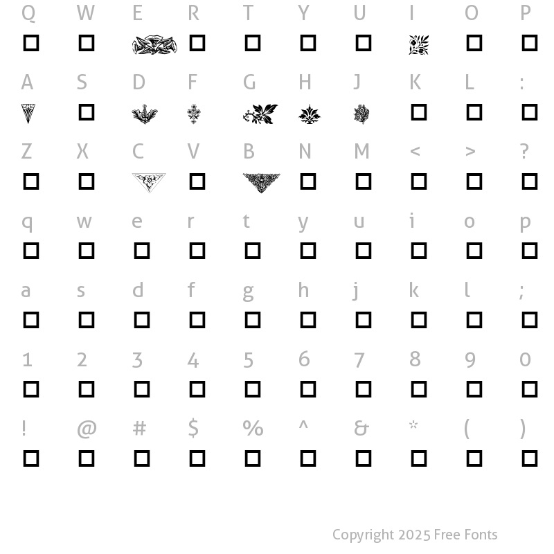 Character Map of Destiny's Floral Dings Regular