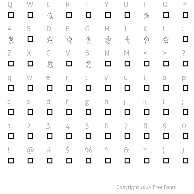 Character Map of Destiny's Gingerbread Dings Regular