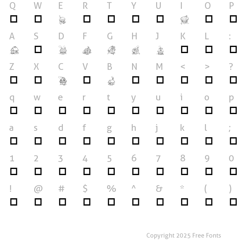 Character Map of Destiny's Little Houses Regular
