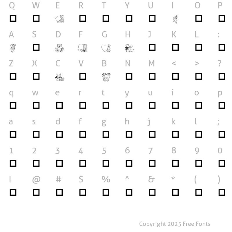 Character Map of Destinys Teddybear Dings Three Regular