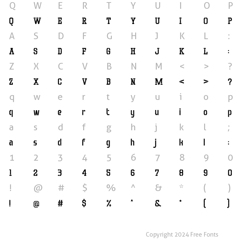 Character Map of Destro Regular