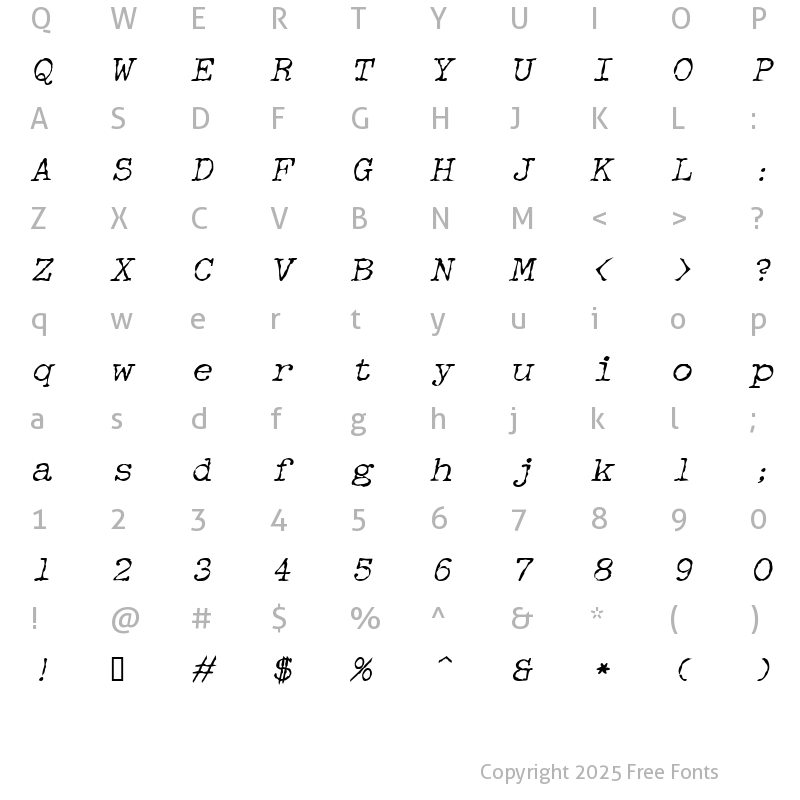 Character Map of Detective BoldItalic