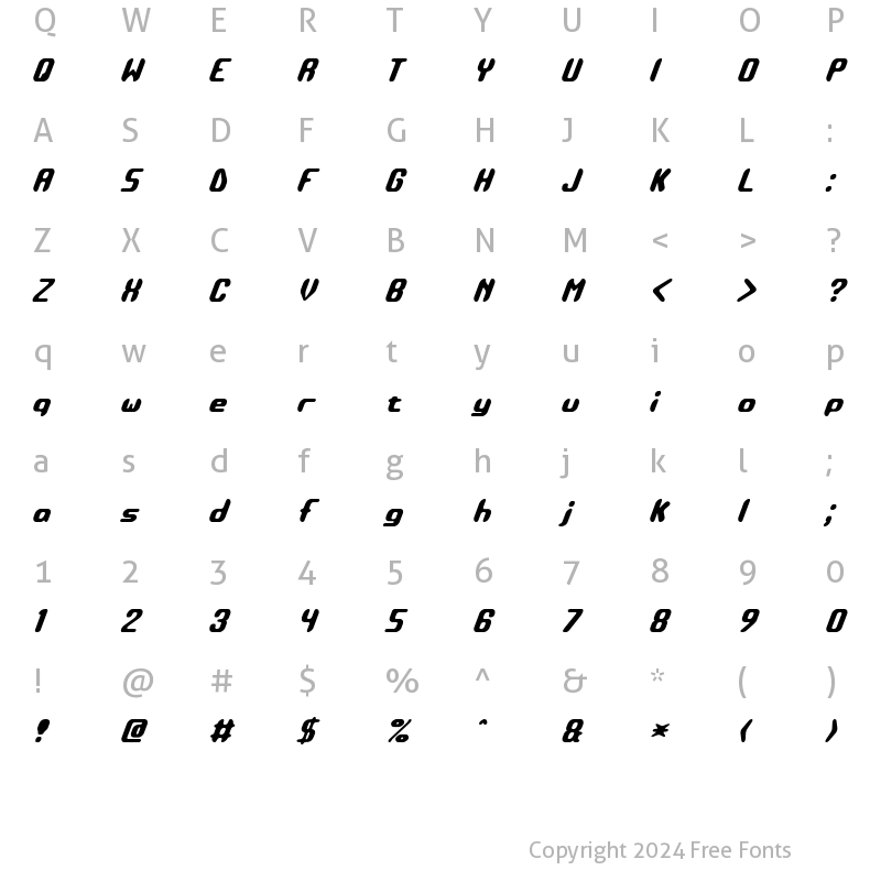 Character Map of Detonate BRK Regular